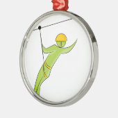 Zipline Rider Stick Figuur Pictogram Metalen Ornament (Links)