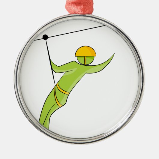 Zipline Rider Stick Figuur Pictogram Metalen Ornament (Voorkant)