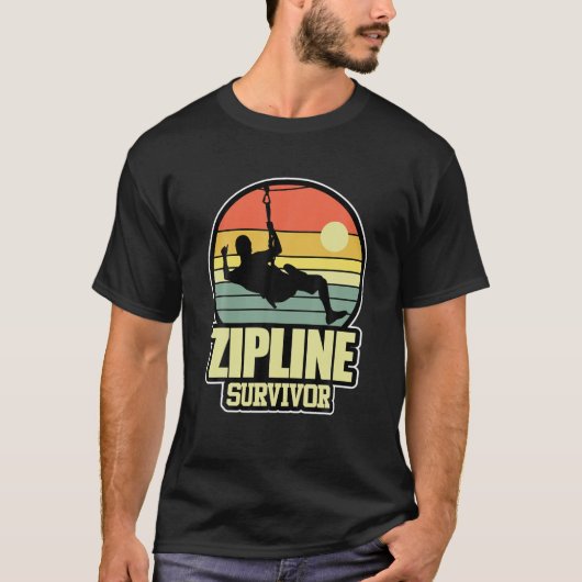 Zipline Survivor Ziplining Extreme Sports Trip T-shirt (Voorkant)