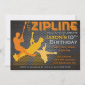 Ziplining Boys Verjaardag Uitnodiging - Let's Zipl (Voorkant)