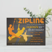 Ziplining Boys Verjaardag Uitnodiging - Let's Zipl (Staand voorkant)