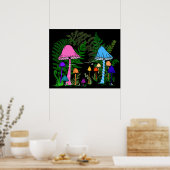 Ziplining kleurrijke paddenstoelen poster (Keuken)