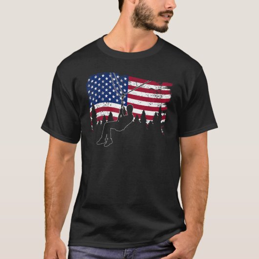 Ziplining USA American Flag Zipline Patriotic T-shirt (Voorkant)