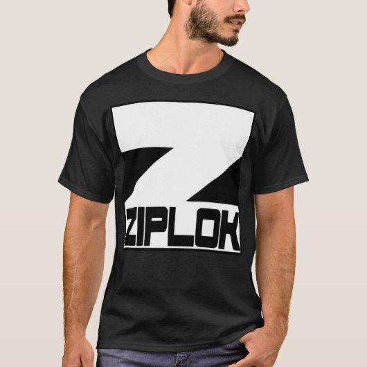 Ziplok - White Logo - Black T-Shirt (Voorkant)