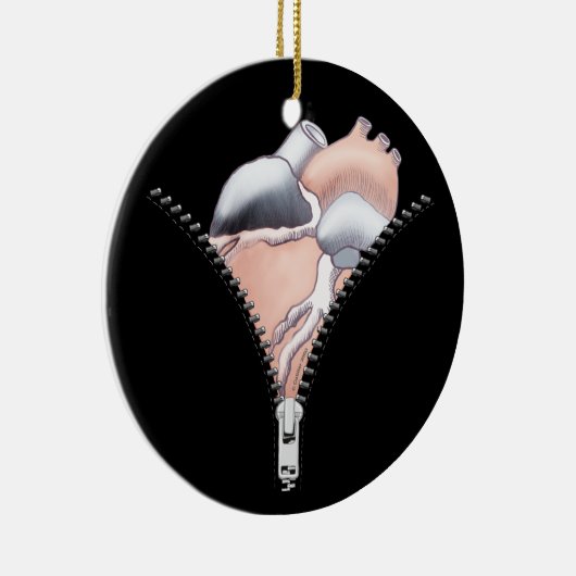 Zipper Heart Keramisch Ornament (Rechts)
