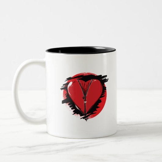 Zipper Heart Tweekleurige Koffiemok (Links)