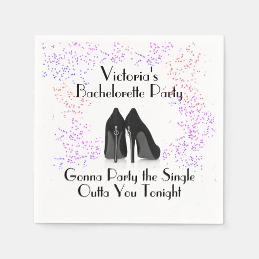 Zipper Heels Bachelorette Party Napkins Servet (Voorkant)