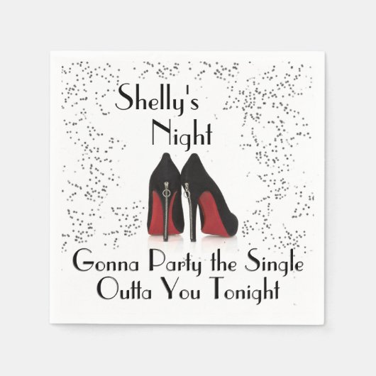 Zipper Heels Bachelorette Party Single Out Napkins Servetten (Voorkant)