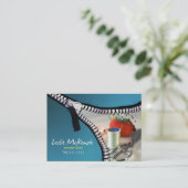 "Zipper" - Naaien, Dressmaker, Seamstress, Tailor Visitekaartje (Staand voorkant)