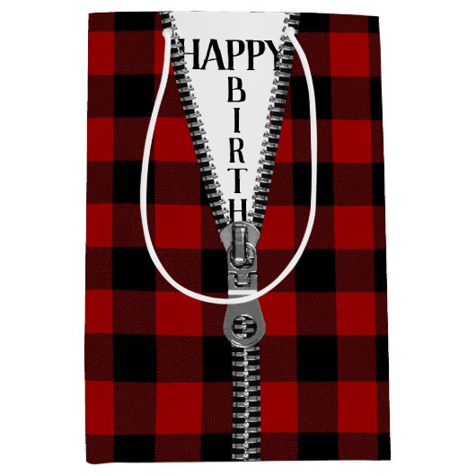 Zipper op de buffelplaat medium cadeauzakje (Voorkant)