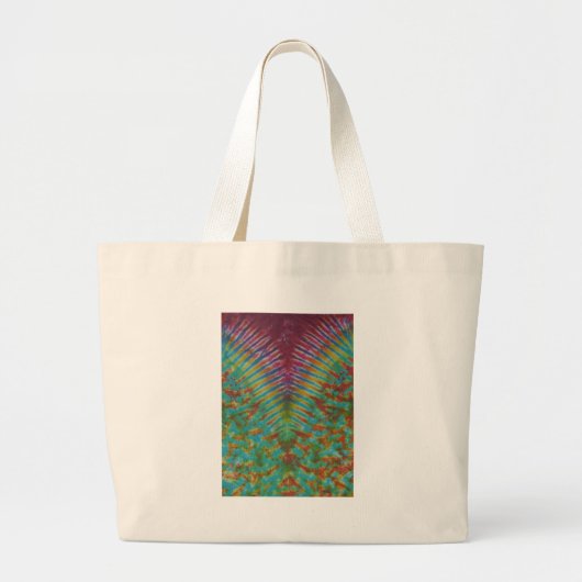 Zipper V-Pattern Tie Dye Stripes Grote Tote Bag (Voorkant)