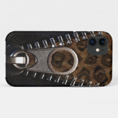 Zippered Leopard Print Fur Case-Mate iPhone Case (Achterkant (horizontaal))