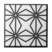 Zippered twaalf keer zwart op wit symmetrisch tegeltje (Voorkant)