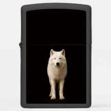 Zippo lighter with Elegant Ivory Arctic Wolf