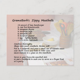 Zippy Meatball Recipe Briefkaart