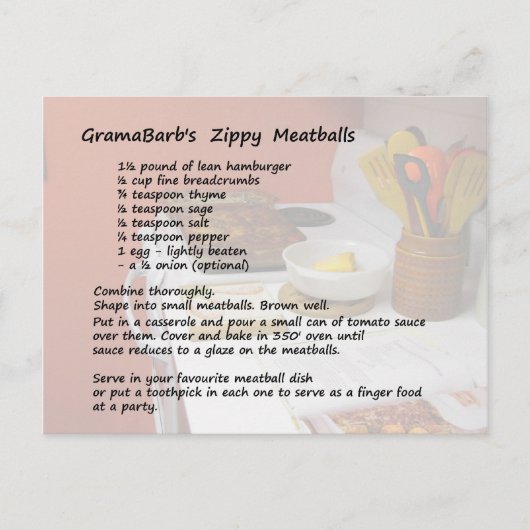 Zippy Meatball Recipe Briefkaart (Voorkant)