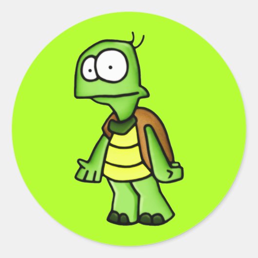 Zippy the Turtle Ronde Sticker (Voorkant)