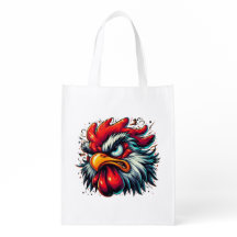 "Zippy the Vivid Rooster Grocery Bag" Double Sided