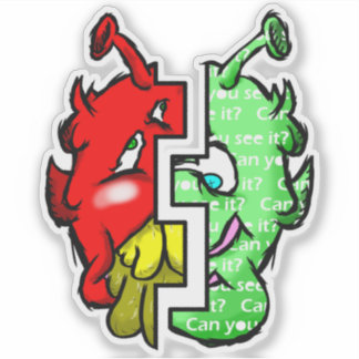 Zippy Trippy Alien Dazs 2-face Gre/Re Sticker