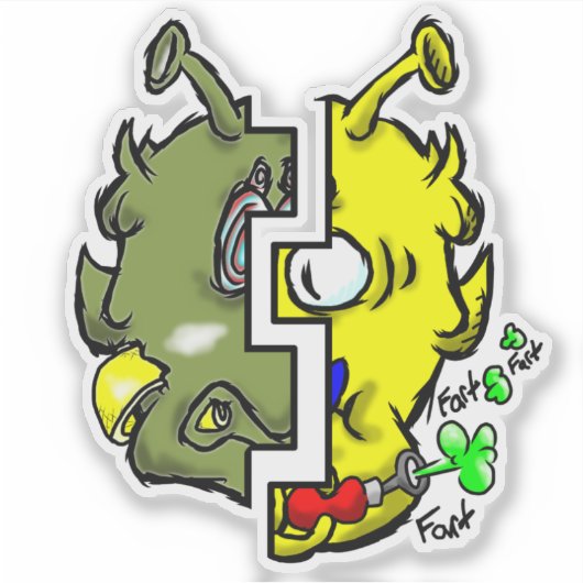 Zippy Trippy Alien Dazs 2-face Yello/Gre Sticker (Voorkant)