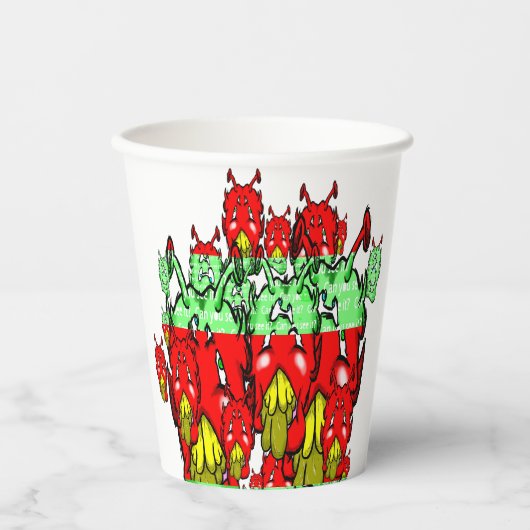 Zippy Trippy Alien Dazs Green-Tooth Papieren Bekers (Voorkant)