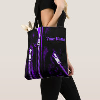 Zips Paarse afdruknaam overal in de canvas tas