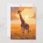 Ziraffe Safari Zonsondergang Dier Schilderen Kaart (Voorkant)