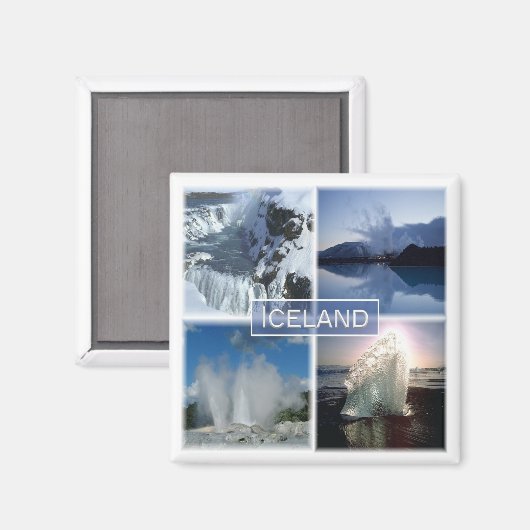 zIS001 IJsland - Fridge Magneet (Voorkant / Achterkant)