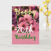 ZISTER - 70ste verjaardag met roze Daisy Flowers Kaart (Gele Bloem)