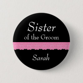 ZISTER van Groom Pink Lace Wedding Douanenaam Y139 Ronde Button 5,7 Cm