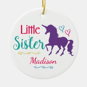 Zisters Colorful Unicorn Little Sister Kerstmis Keramisch Ornament