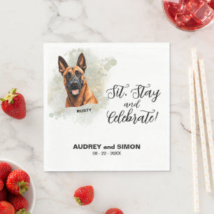 Zit, Blijf & Vier Belgische Malinois Huwelijk Servet