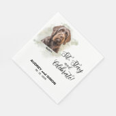 Zit, Blijf & Vier Griffon Hond Foto Bruiloft Servet (Hoek)