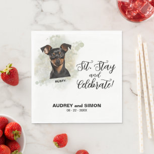 Zit, Blijf & Vier Miniature Pinscher Huwelijk Servet