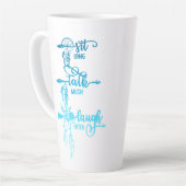 Zit, Praat, Lach, Blauwe Ombre Boho Latte Mok (Linkerhoek)