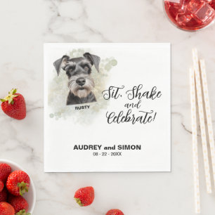 Zit, Schud & Vier Miniature Schnauzer Huwelijk Servet