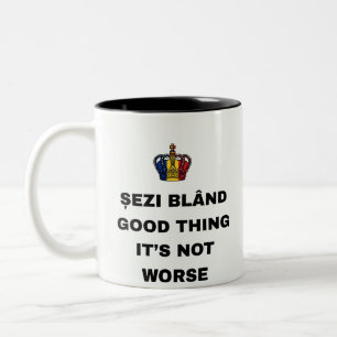 ZIT STIL, GELUKKIG DAT HET NIET ERGER IS TWEEKLEURIGE KOFFIEMOK