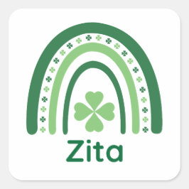 Zita Name Clover Boho Rainbow Vierkante Sticker