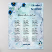 ZITCHART - Dusty Blue Floral Poster (Voorkant)