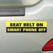Zitgordel op smartphone uit zwart en geel bumpersticker (Op auto)