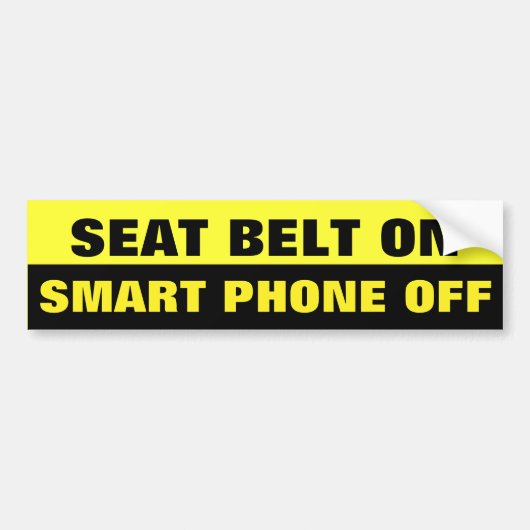 Zitgordel op smartphone uit zwart en geel bumpersticker (Voorkant)