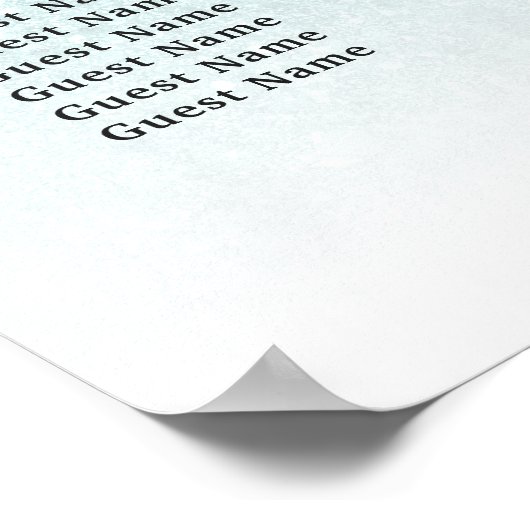 Zitkaart Aqua Blue Glitter Poster (Hoek)