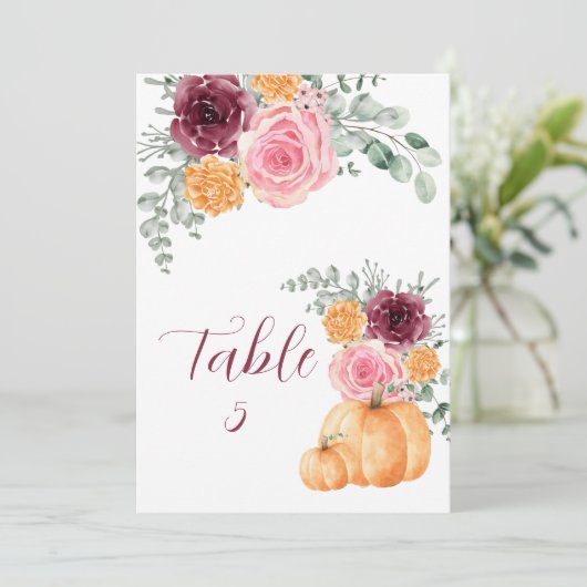 Zitkaart Herfst Pompoen Bourgondië Blush Roze (Staand voorkant)