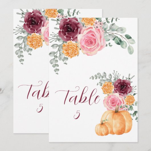 Zitkaart Herfst Pompoen Bourgondië Blush Roze (Voorkant / Achterkant)