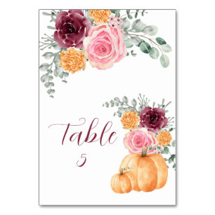 Zitkaart Herfst Pompoen Bourgondië Blush Roze Kaart