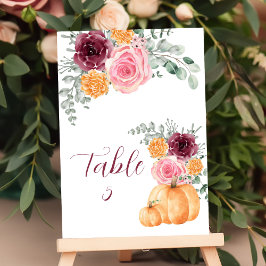Zitkaart Herfst Pompoen Bourgondië Blush Roze Kaart