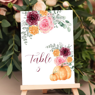Zitkaart Herfst Pompoen Bourgondië Blush Roze Kaart