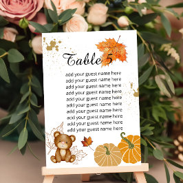 Zitkaart Herfst Roest bladeren Teddy Bear Pompoen Kaart
