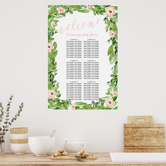 Zitkaart voor Baby shower van zwaan | Roze Poster (Keuken)