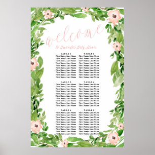 Zitkaart voor Baby shower van zwaan   Roze Poster
